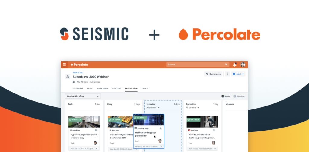 Seismic + Percolate - screenshot of Percolate interface.