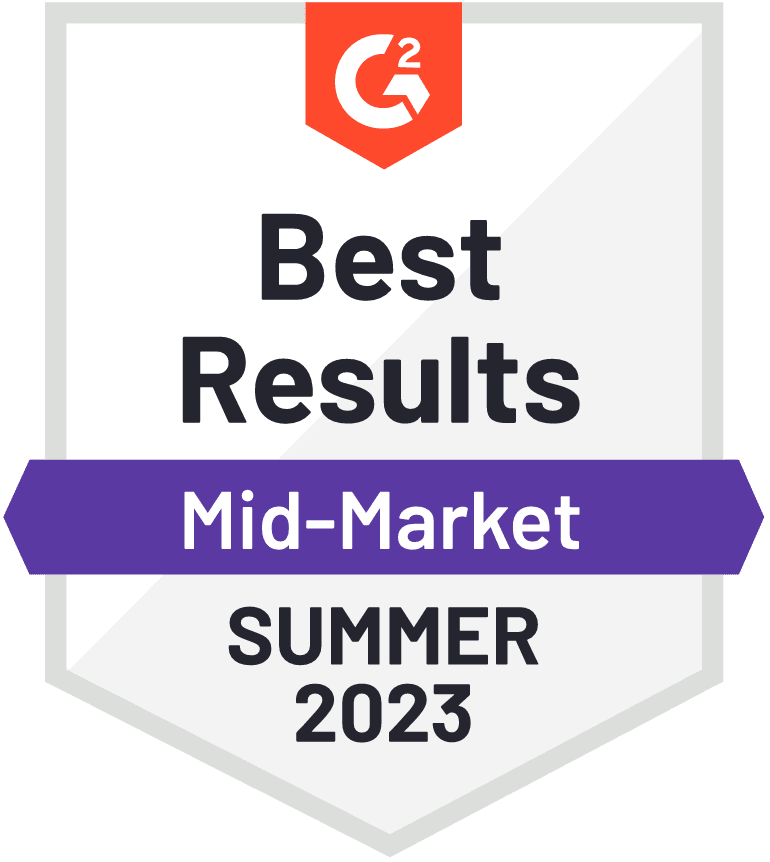 G2 Best Results Mid-Market Summer 2023